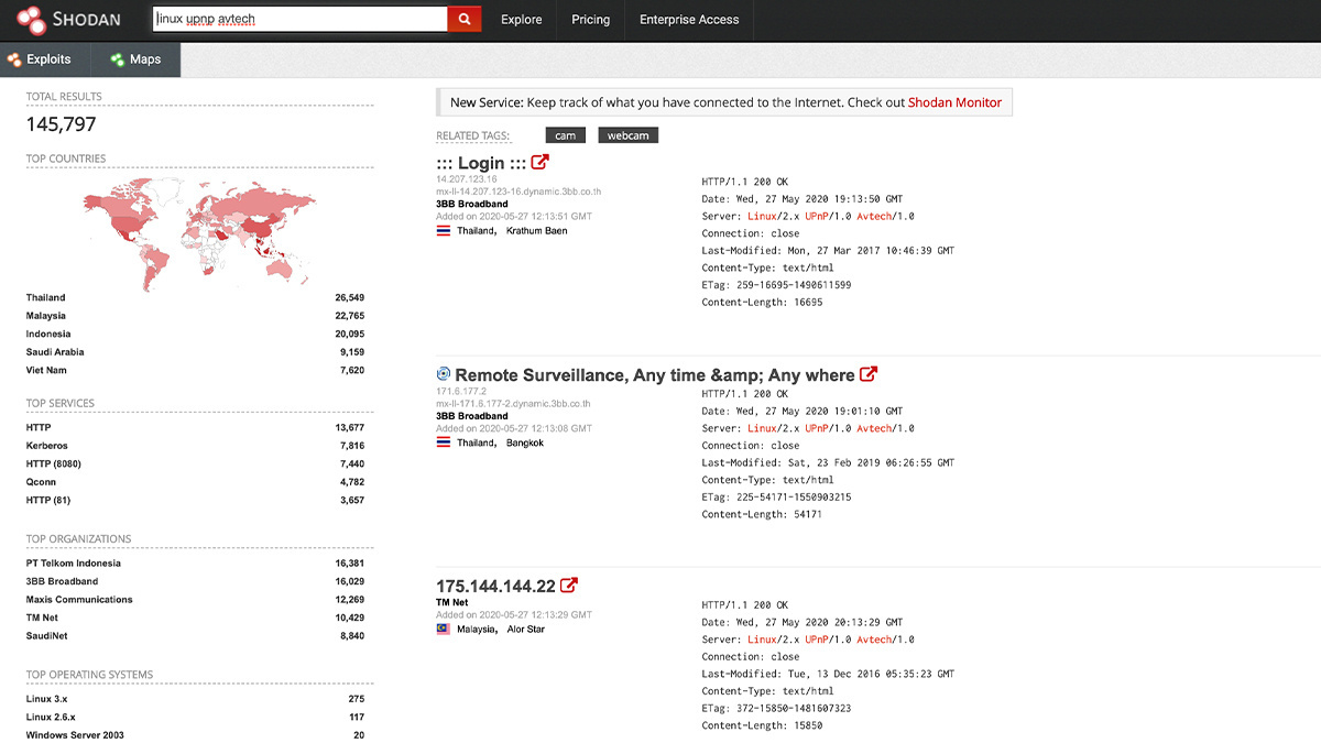 Shodan is an IoT search engine that can hunt for vulnerable devices