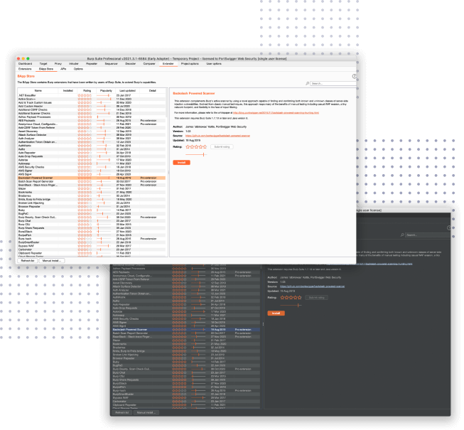 Screenshot of Burp Suite Professional's BApp Store