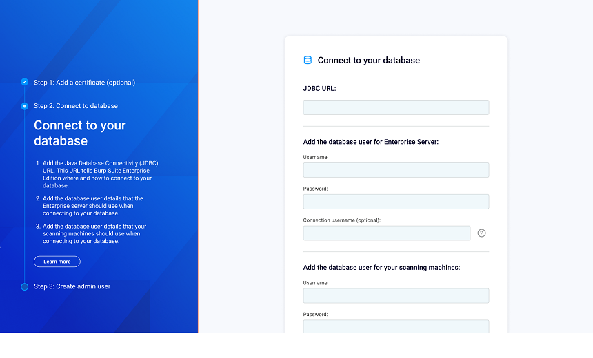 Configuring database details