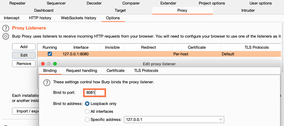 Edit proxy listener